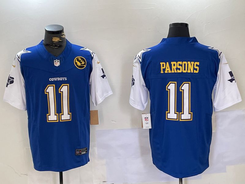 Men Dallas Cowboys #11 Parsons Blue five generations 2024 Nike Vapor Limited NFL Jersey style 1